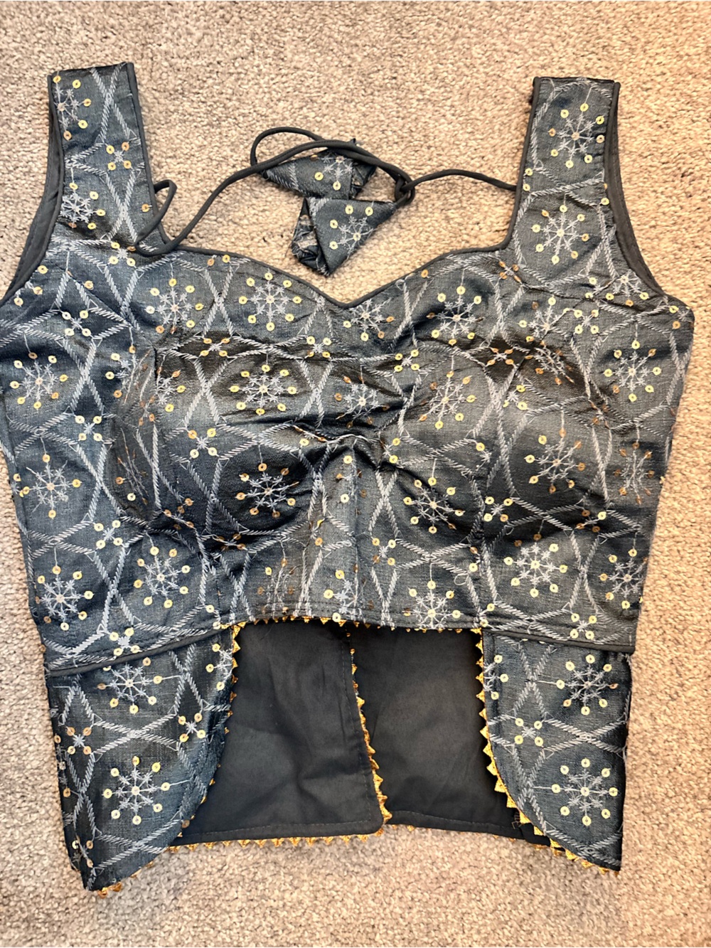 Embellished Blue-gray Choli Blouse Top - Diwali, Navratri, Garba, NWT